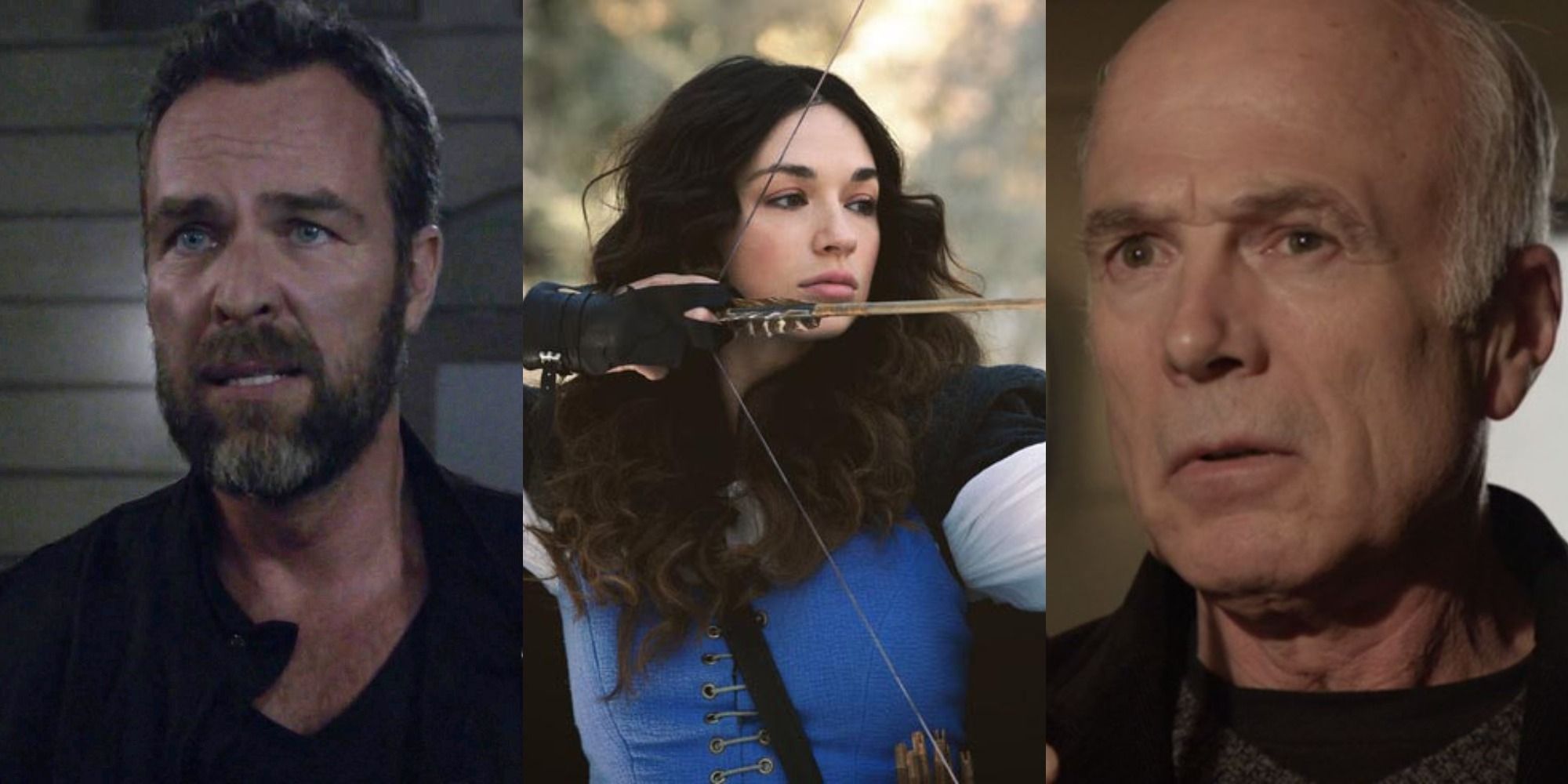 A split image of Chris Argent, Marie Jeanne Valet, and Gerard Argent in Teen Wolf