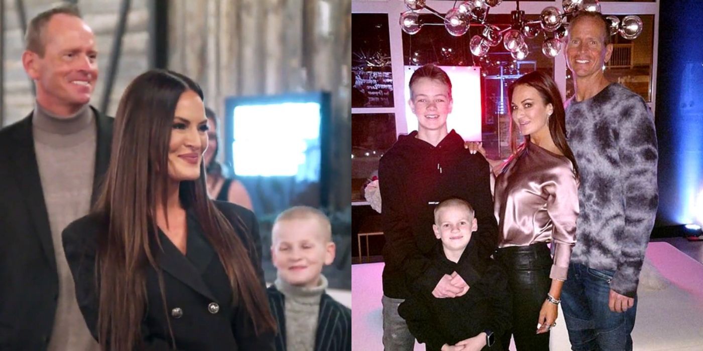 A split image of Lisa and her family posing from RHOSLC