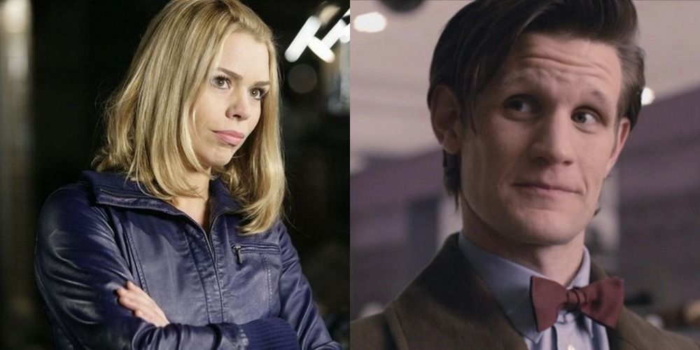 A split image of Rose Tyler and Eleventh Doctor in Doctor Who