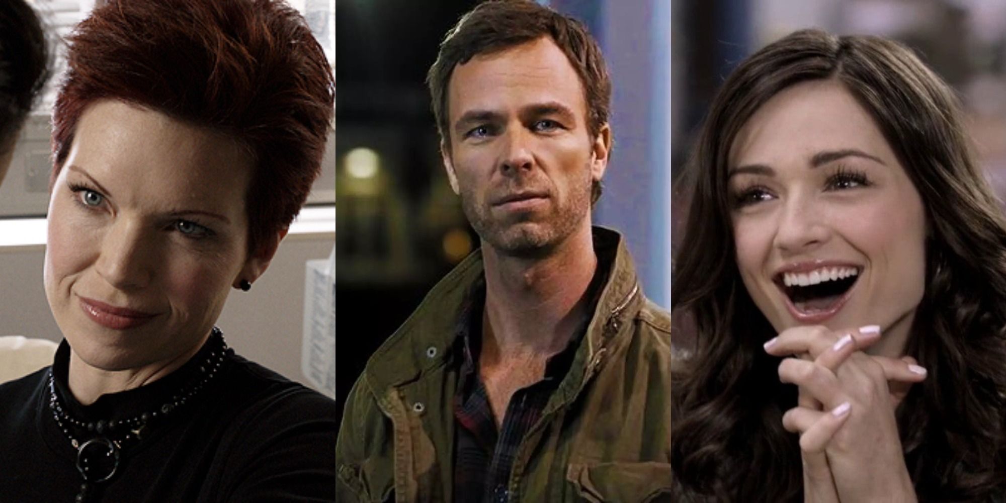 A split image of Victoria, Chris, and Allison Argent in Teen Wolf
