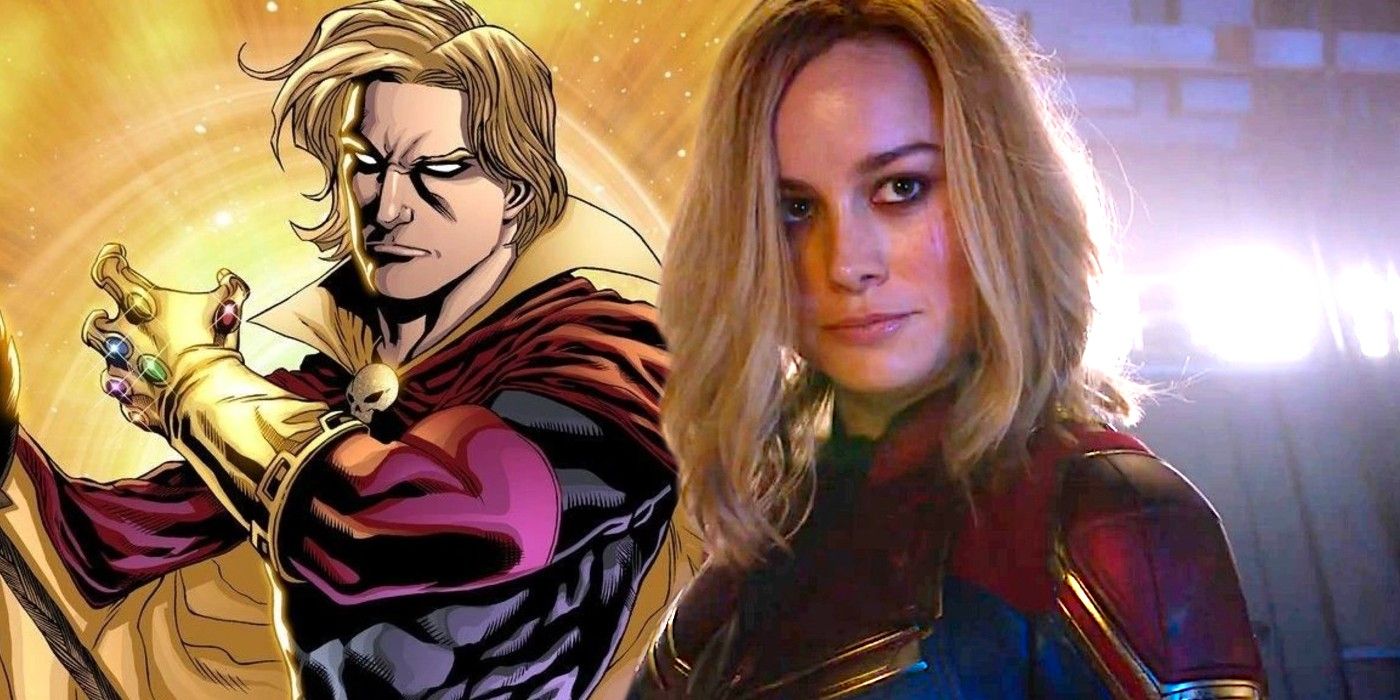 Adam Warlock and Brie Larson as Carol Danvers in Captain Marvel