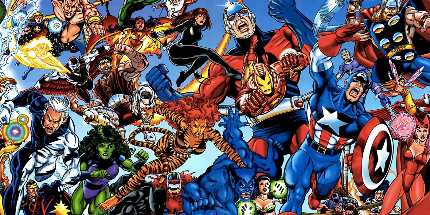All the various Avengers members in Marvel comics.