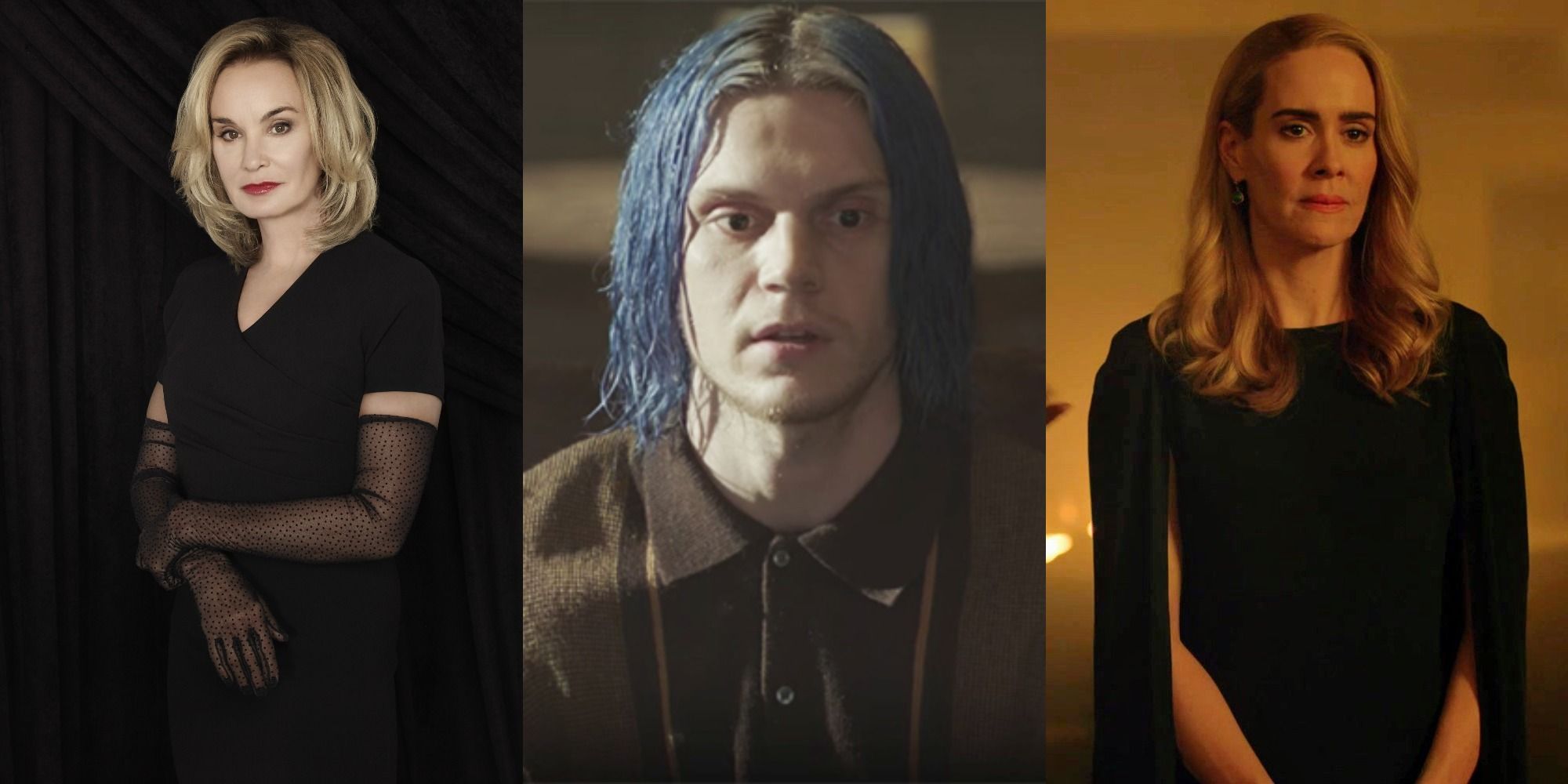 Split image of Fiona, Kai and Cordelia in American Horror Story