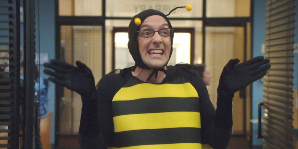 An image of Craig Pelton in a bumblebee costume in Community