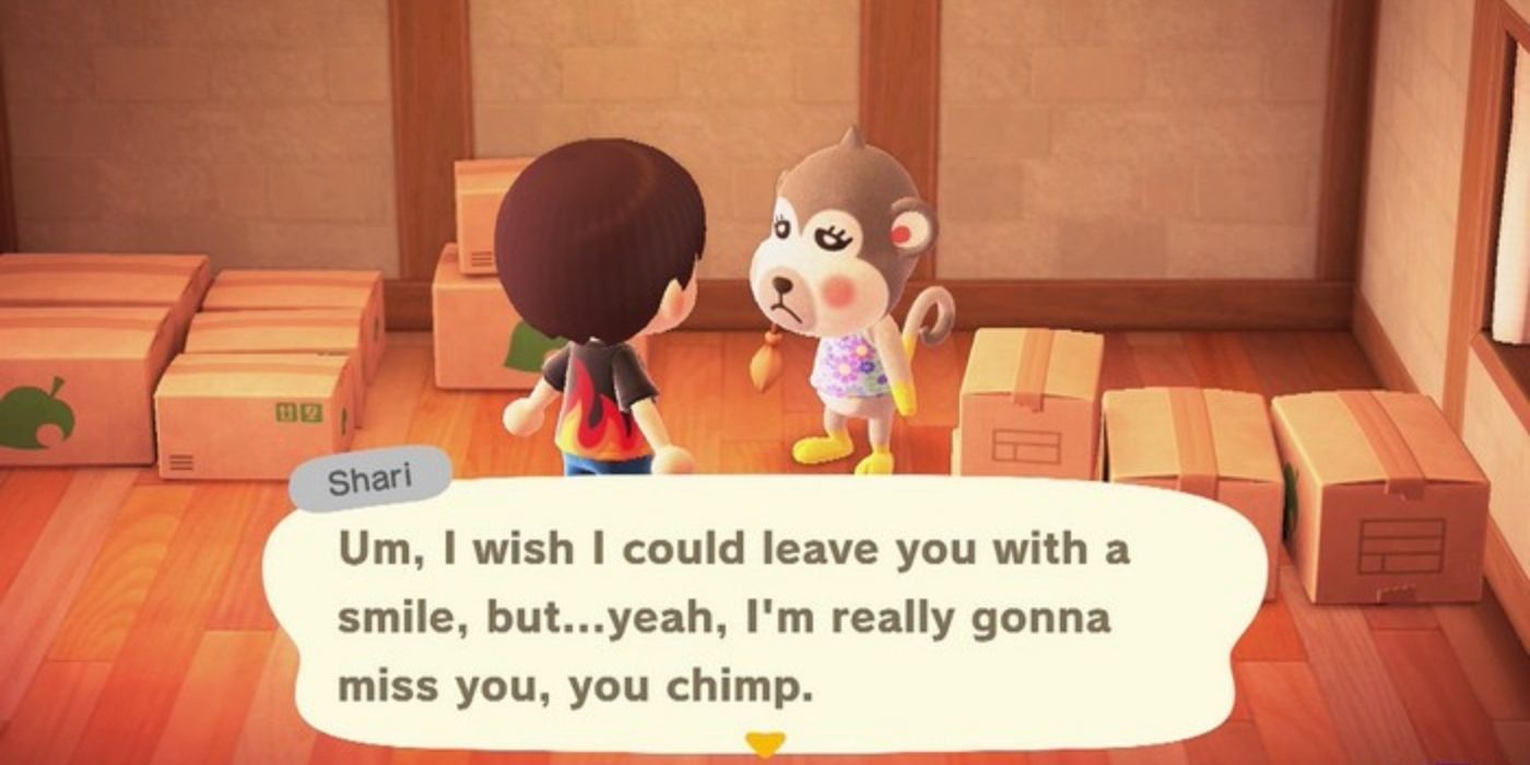 Shari saying goodbye to a villager in Animal Crossing New Horizons