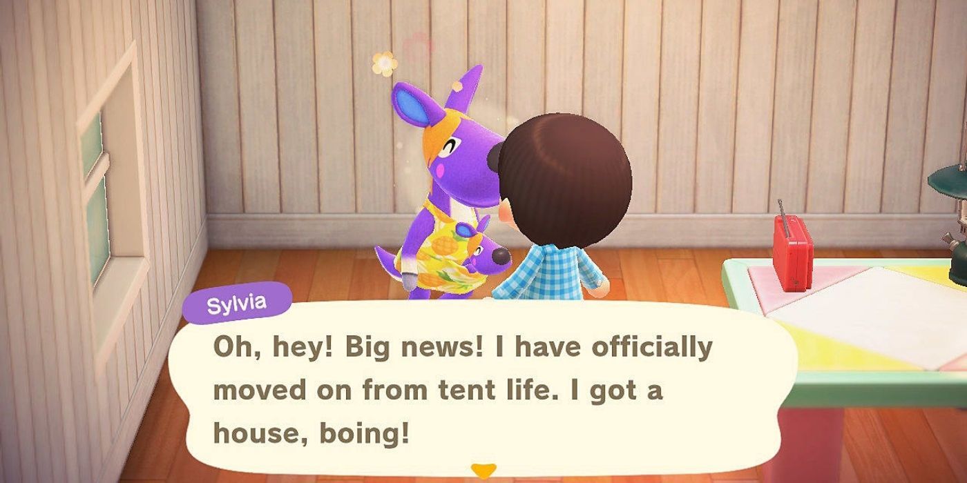 Sylvia talking to a female villager in Animal Crossing New Horizons