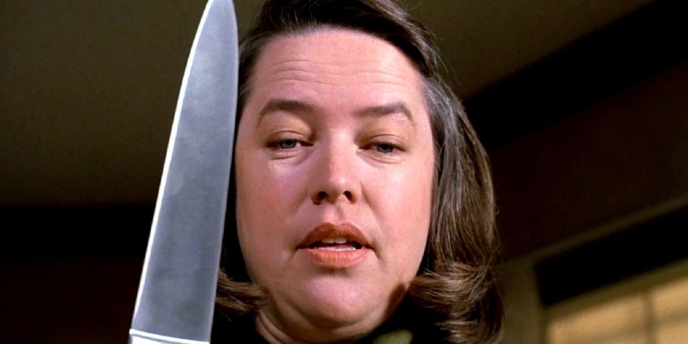 Annie Wilkes holding a knife in Misery.