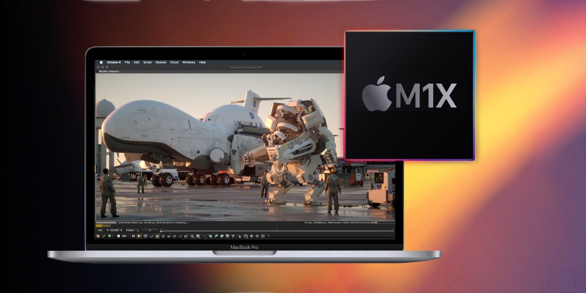 Apple MacBook Pro With Rendered M1X Chip Over