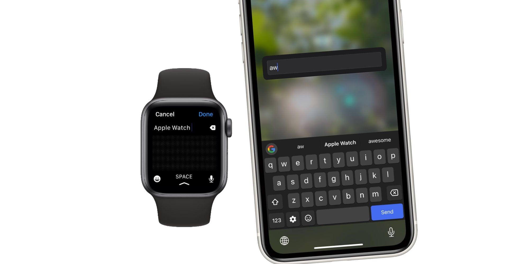 Apple Watch iPhone Keyboard Text Entry Gboard