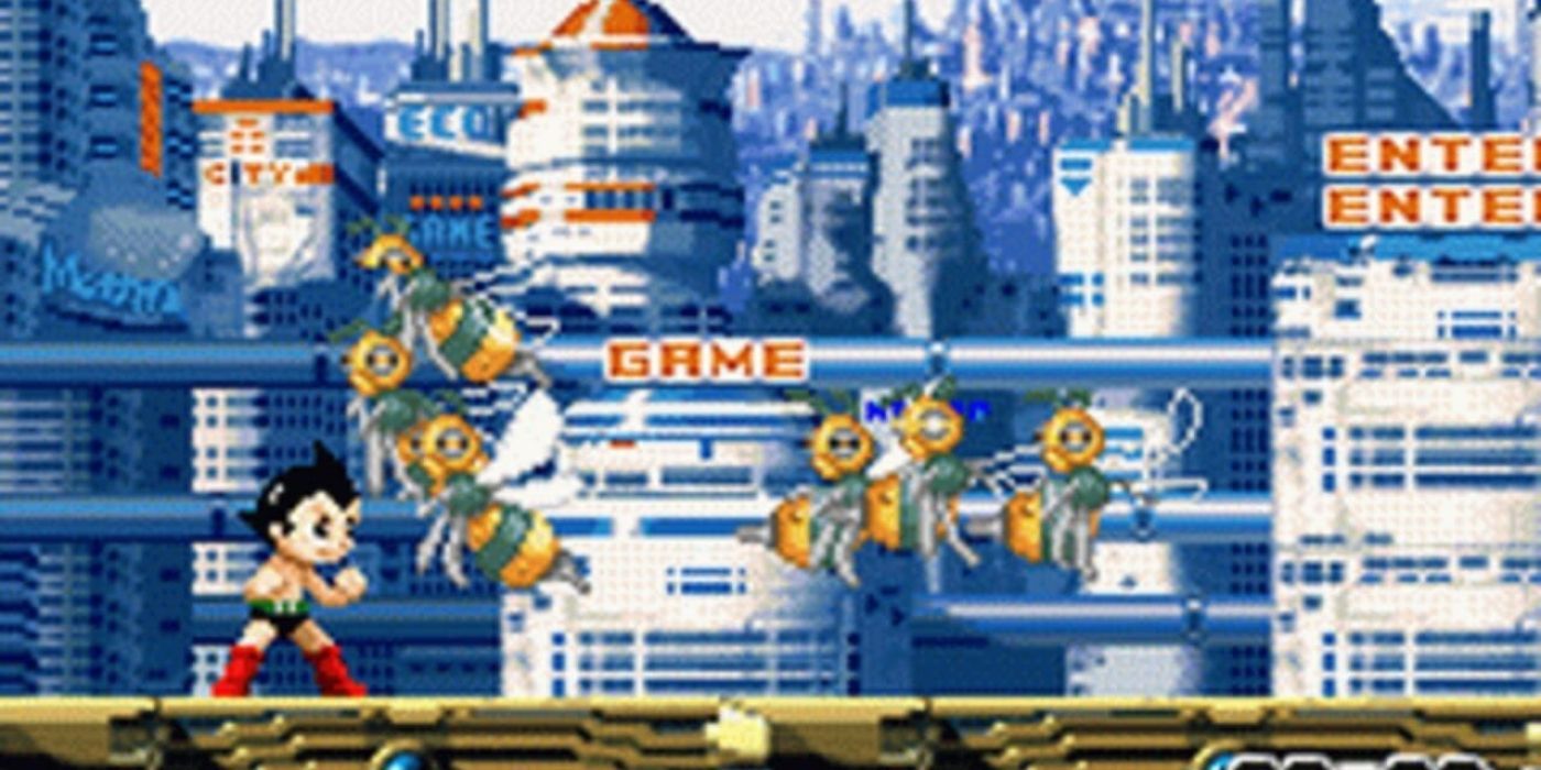 Astro Boy fighting enemies in Astro Boy Omega Factor