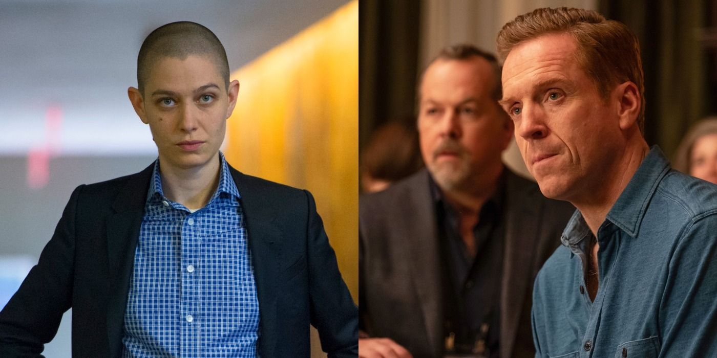 Split image of Taylor/Wags and Axe in Billions
