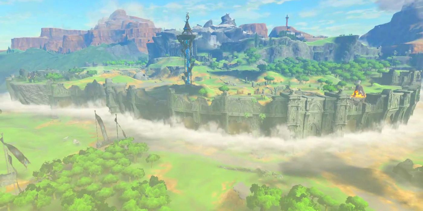The Great Plateau tutorial zone in Zelda Breath of the Wild