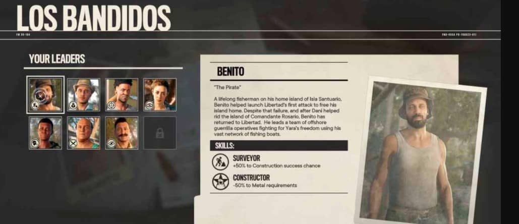 A list of Banditos Leaders in Far Cry 6.