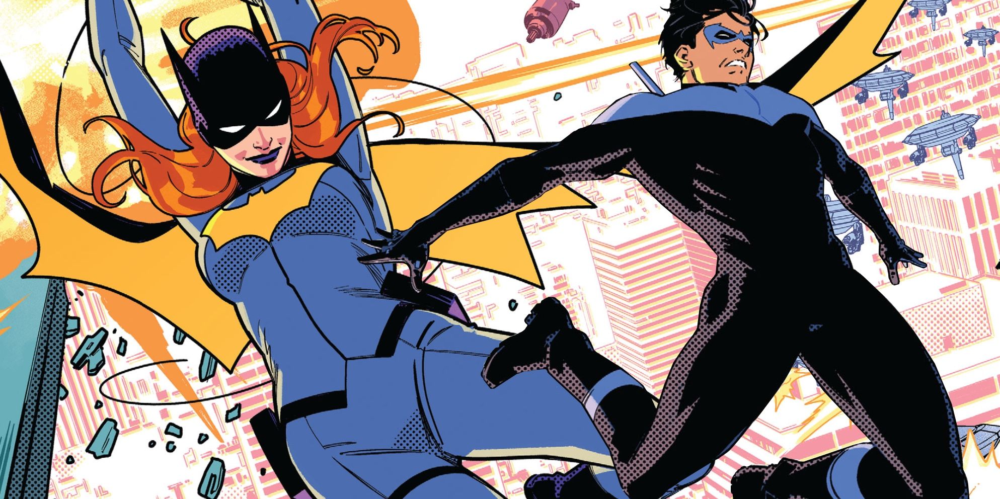 Batgirl and Nightwing swing into battle in DC Comics.