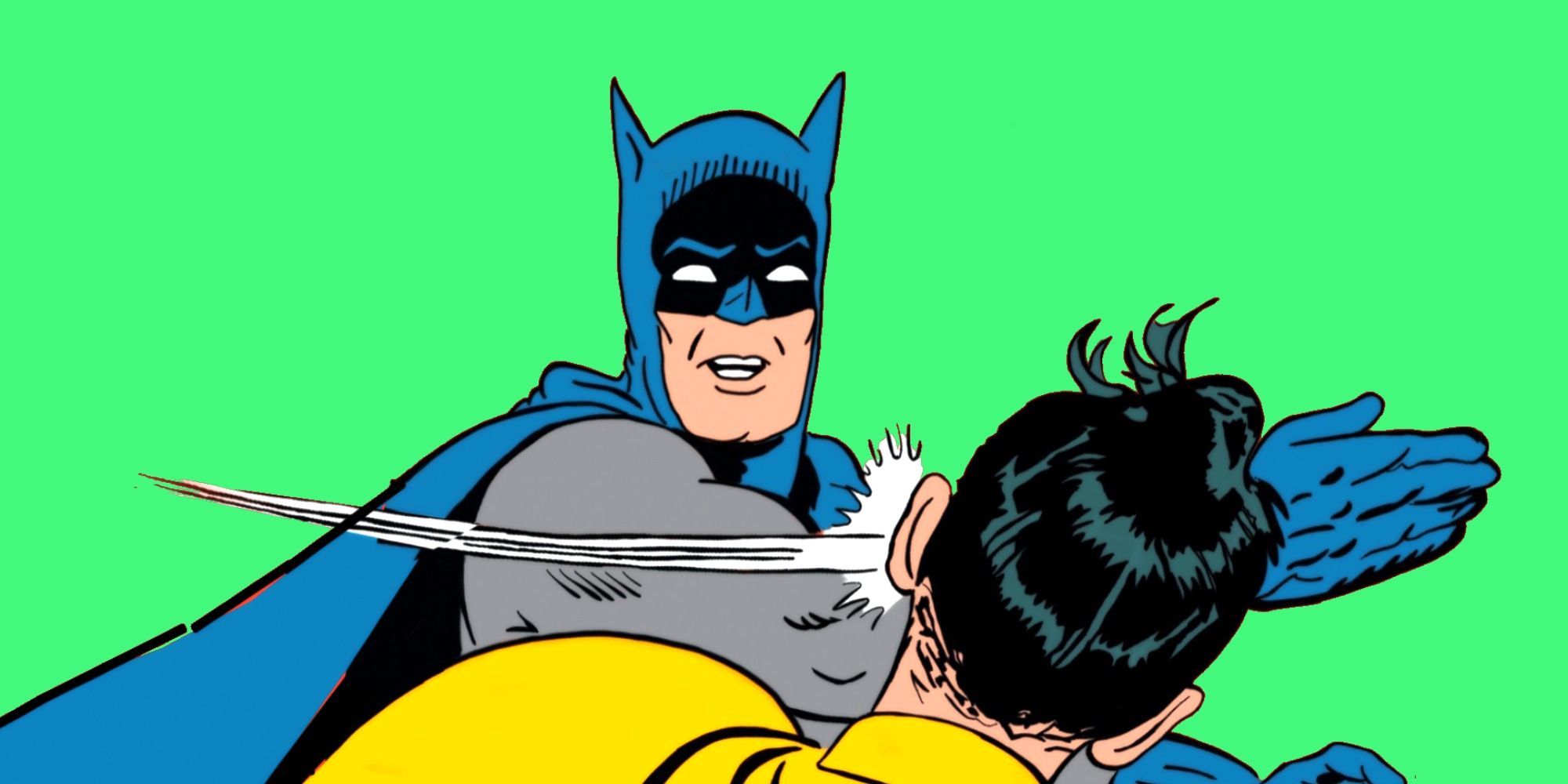 Batman Slapping Robin with Green Background