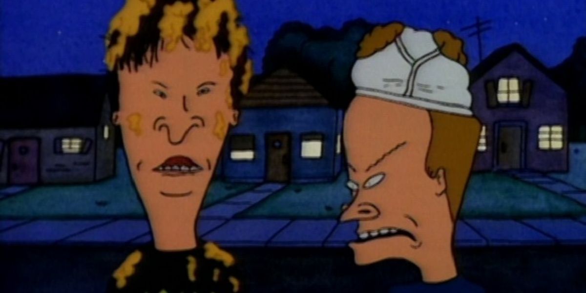 Beavis and Buthead trick-or-treating with underwear on their heads in Beavis And Butt-Head