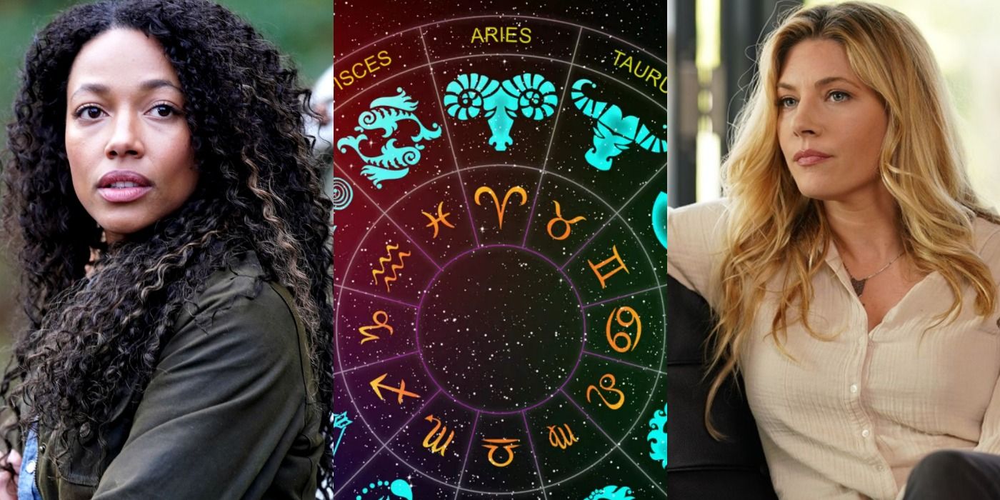 A split image depicts Cassie in Big Sky, a zodiac wheel section focused on Aries, and Jenny in Big Sky