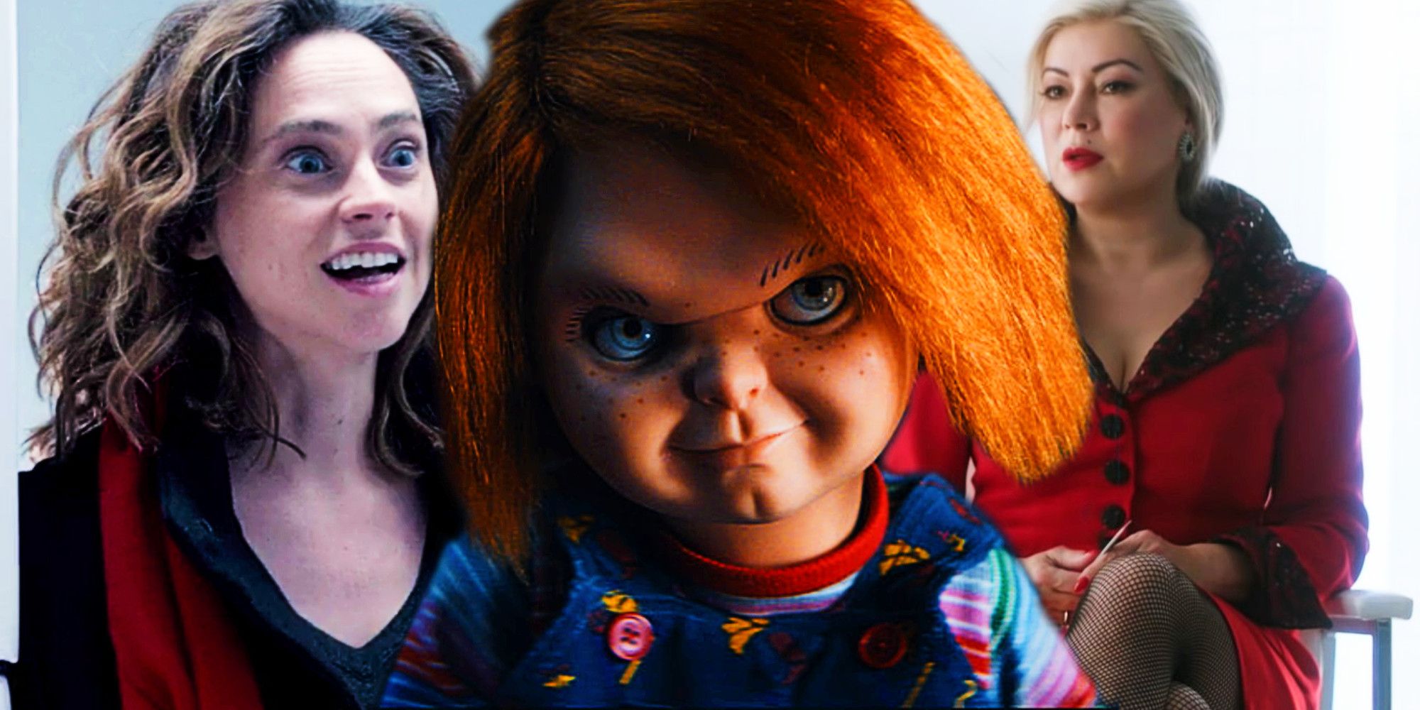 Brad Dourif As Charles Lee Ray In Chucky Fiona Dourif As Nica Pierce And Jennifer Tilly As Tiffany Valentine In Cult Of Chucky 