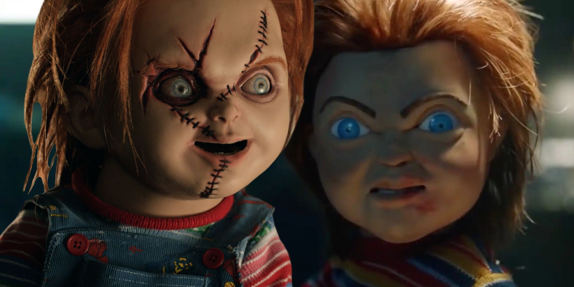 Brad Dourif as Chucky in Bride of Chucky and Mark Hamill as Chucky in 2019 Childs Play Remake