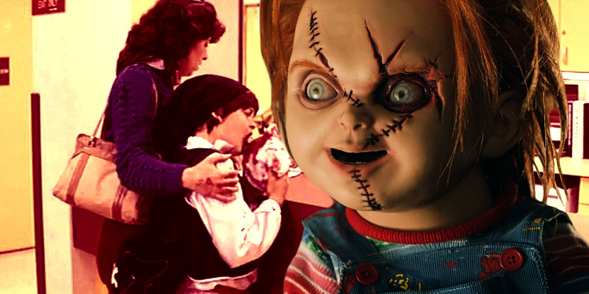 Brad Douriff as Chucky and Halloween 2 Pirate Kid with Razor Blade in his Mouth