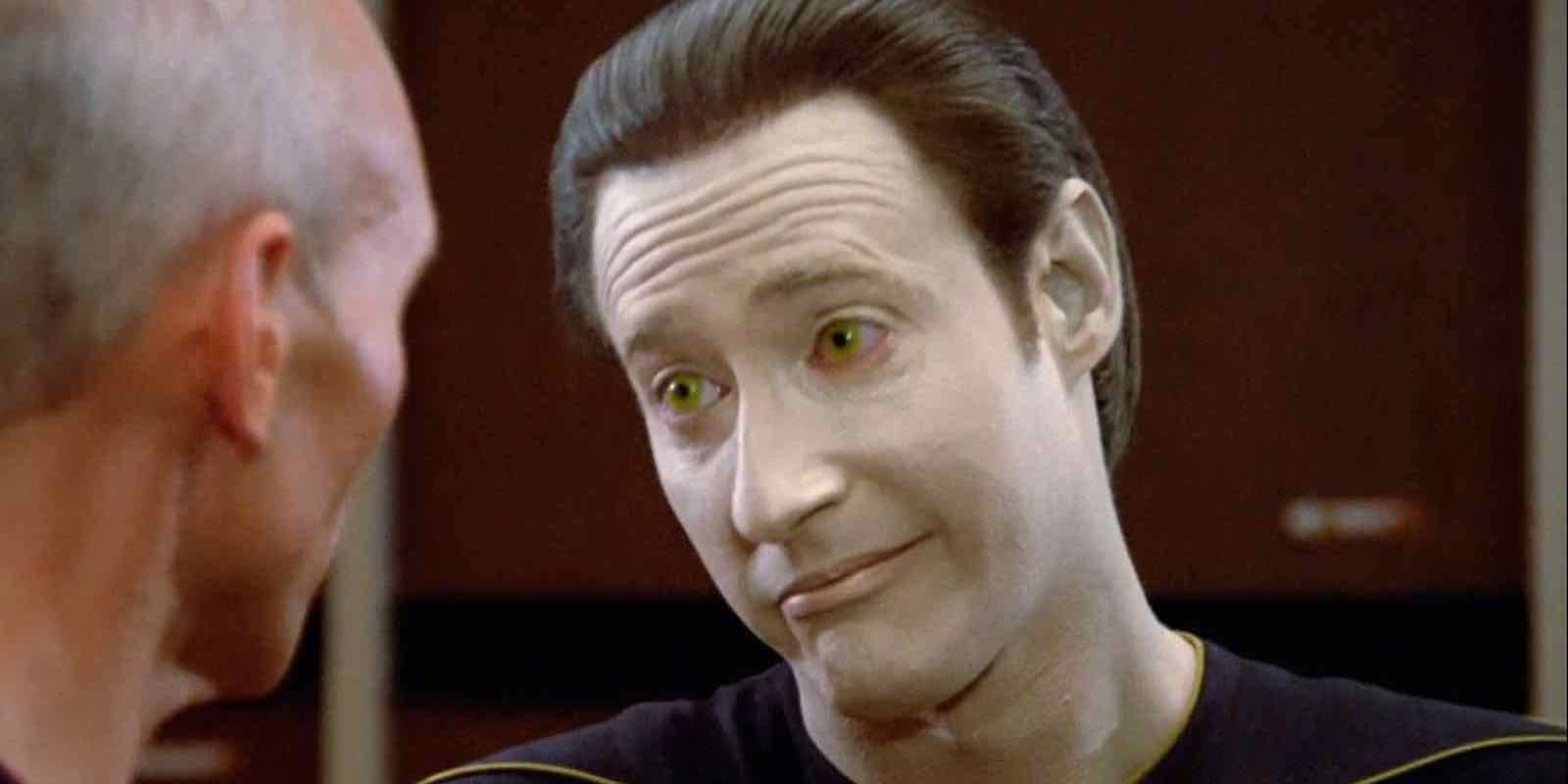 Mr Data looking unimpressed in Star Trek The Next Generation