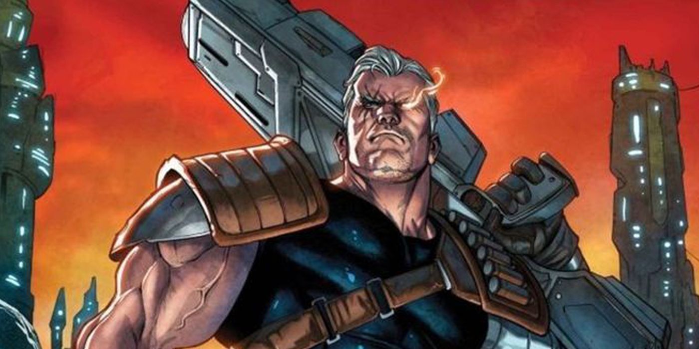 Cable holding a big gun on his shoulder.