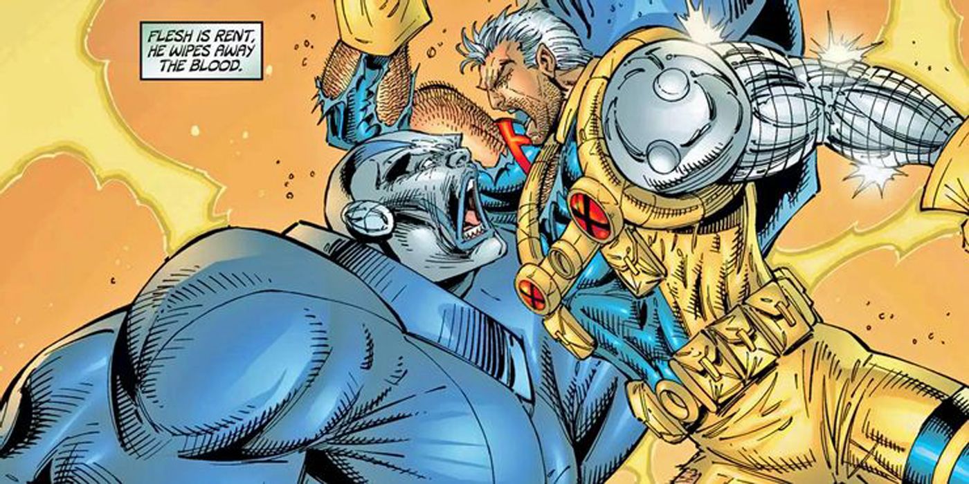 Cable in battle with Apocalypse.