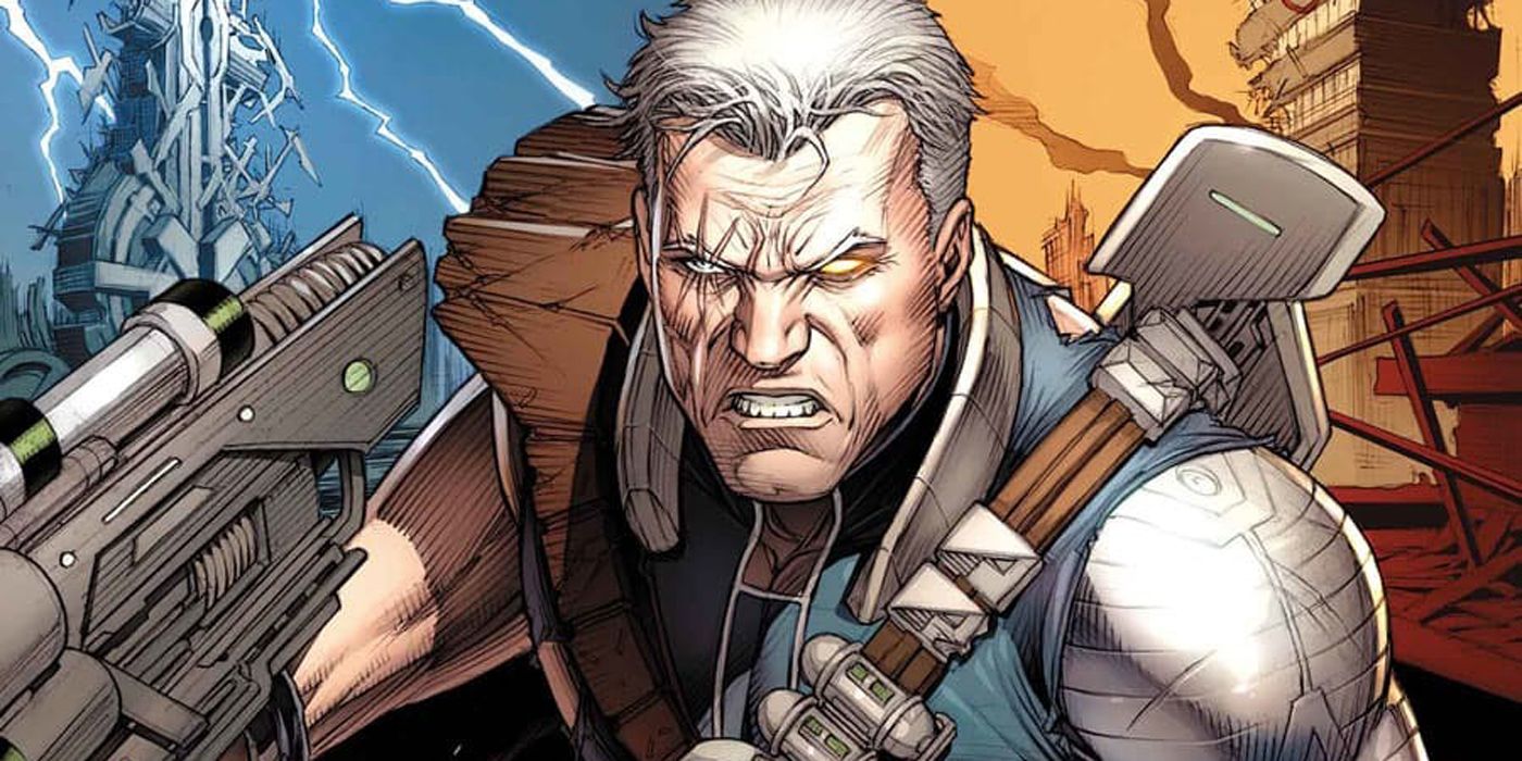 Cable dos X-Men vindo para a batalha com armas.