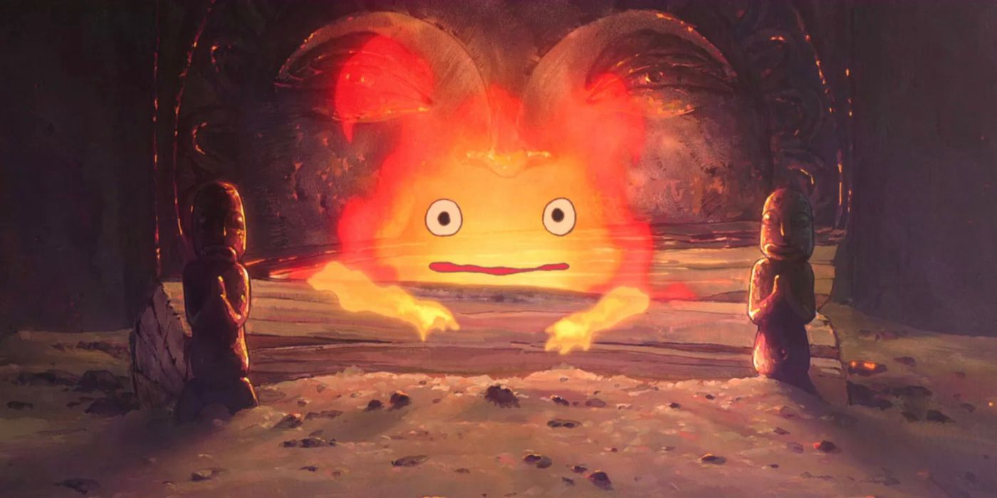 Calcifer in the hearth of Howl's Moving Castle