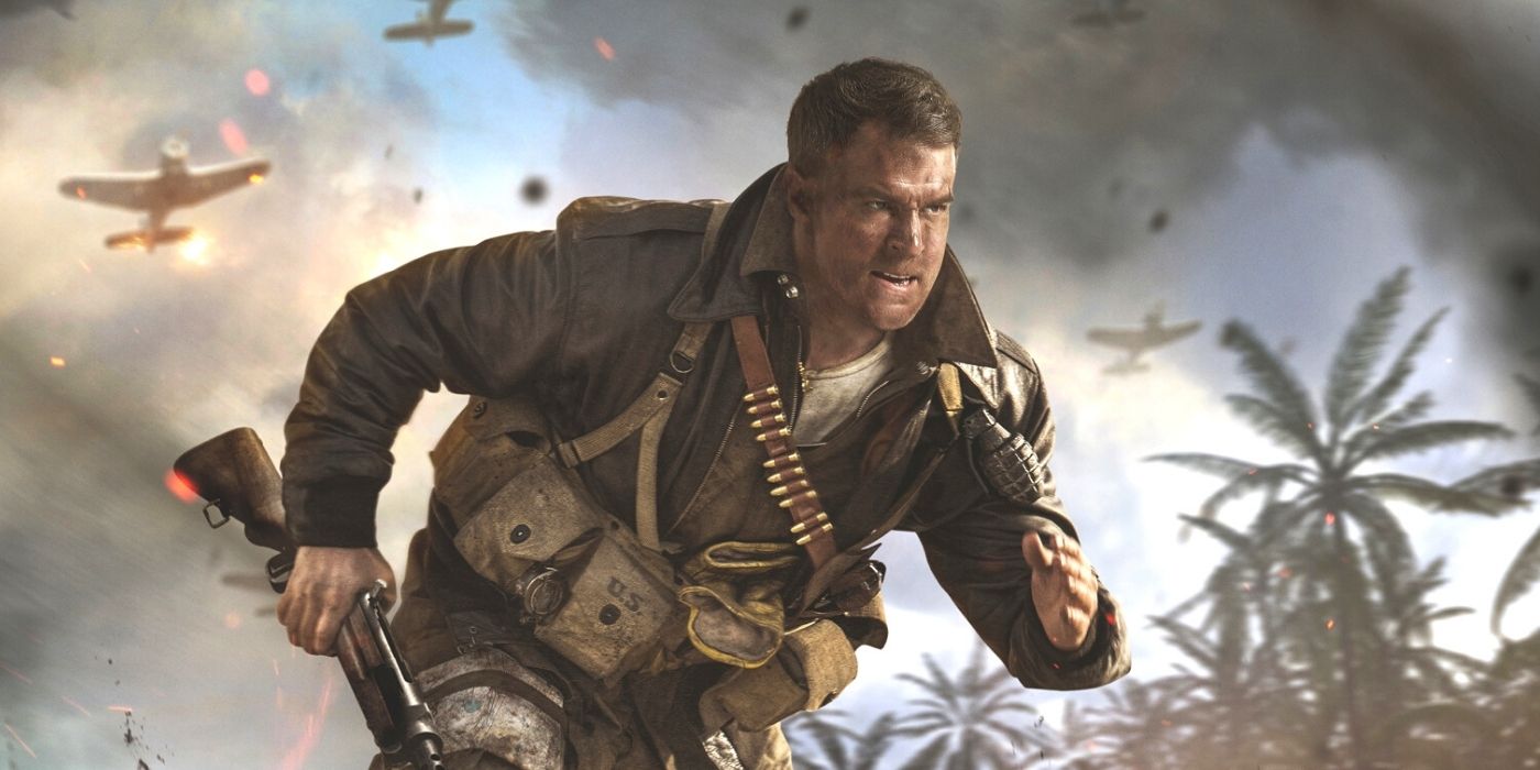 A soldier running through a battlefield in Call of Duty: Vanguard