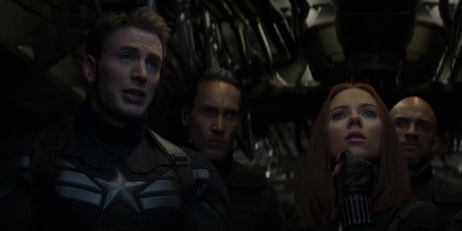 Cap and Black Widow wait for their mission to start from Winter Soldier