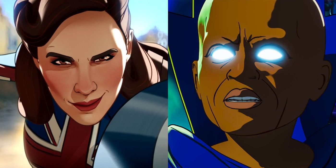 A split image of Captain Carter and The Watcher in Marvel&rsquo;s What If&hellip;?