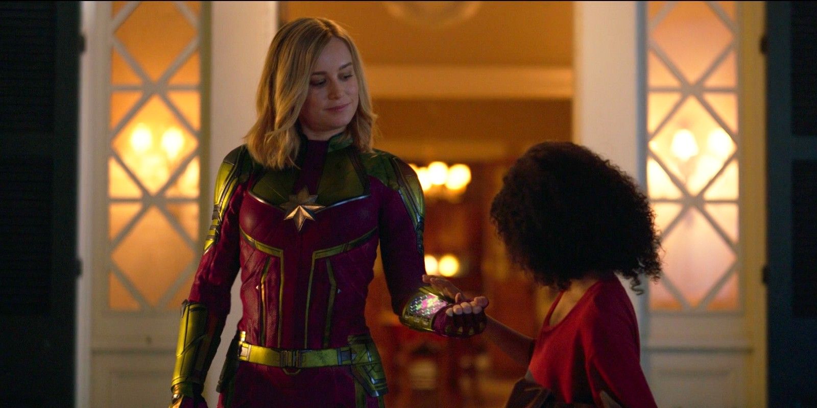 Carol Monica changing suit in Captain Marvel