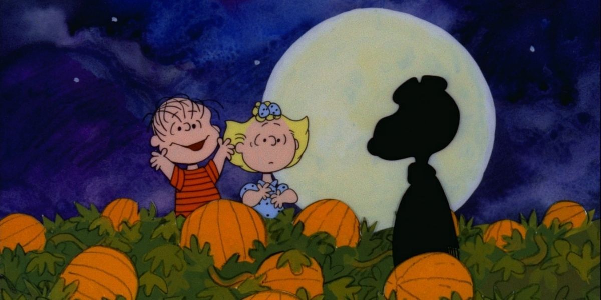 Linus and Sally waiting for the Great Pumpkin in Charlie Brown 
