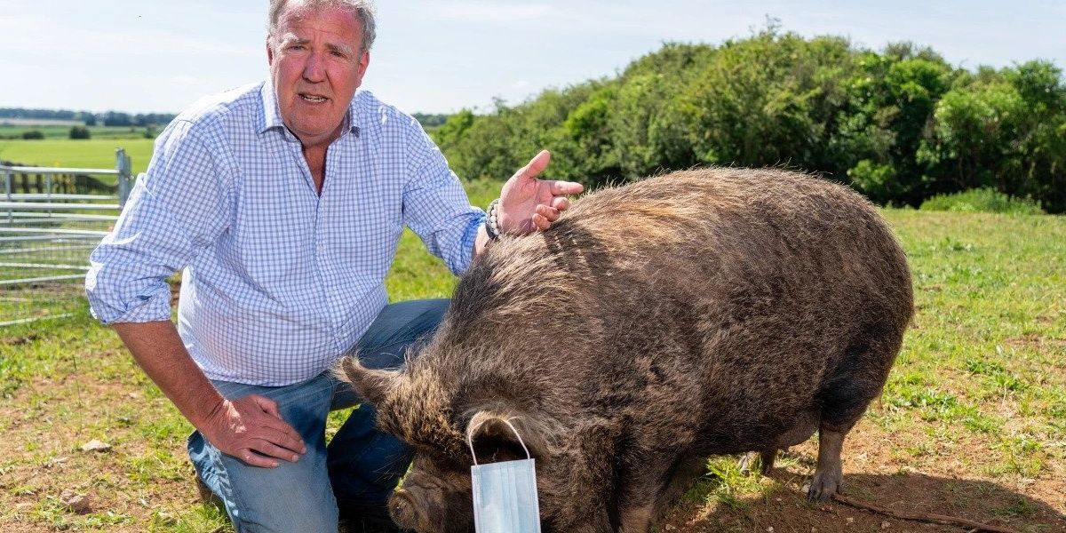 TV sunucusu Jeremy Clarkson domuzuyla.