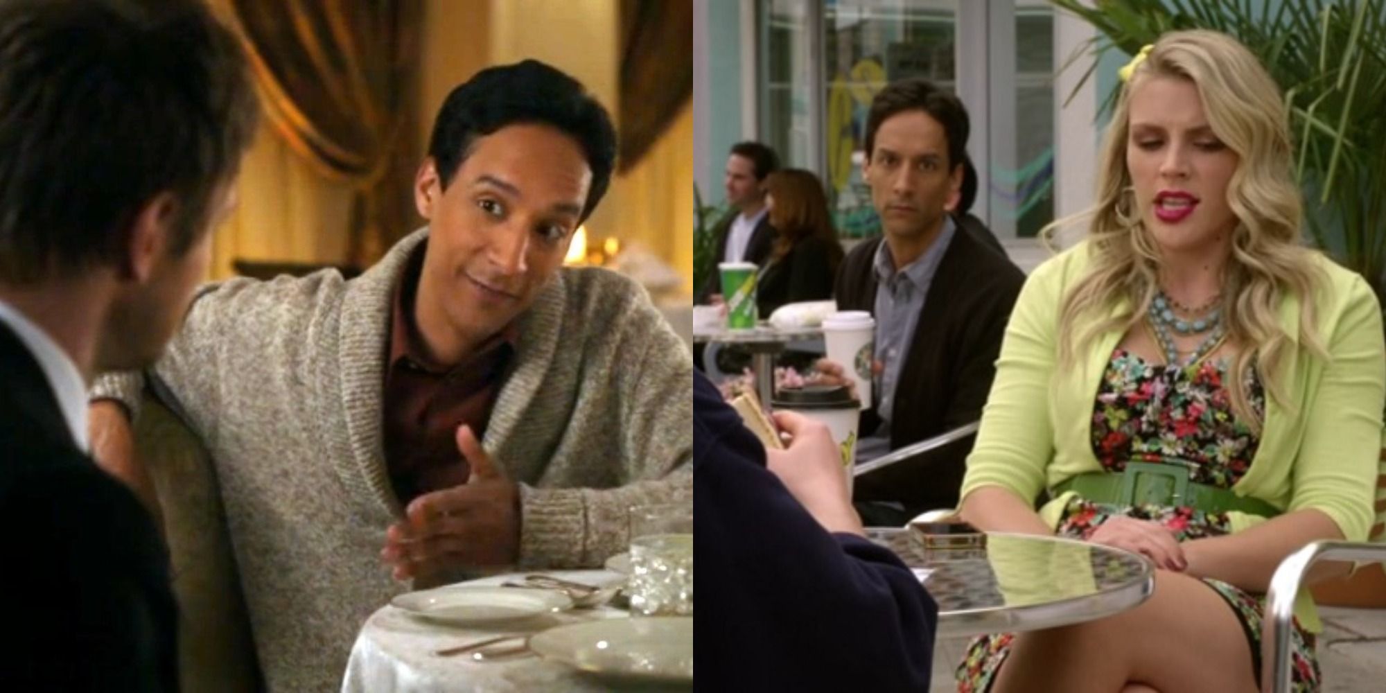 Split image of Abed in Community and Cougar Town