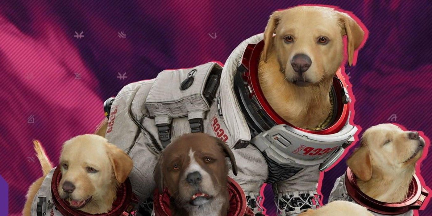 Cosmo e cachorrinhos no jogo Guardiões da Galáxia