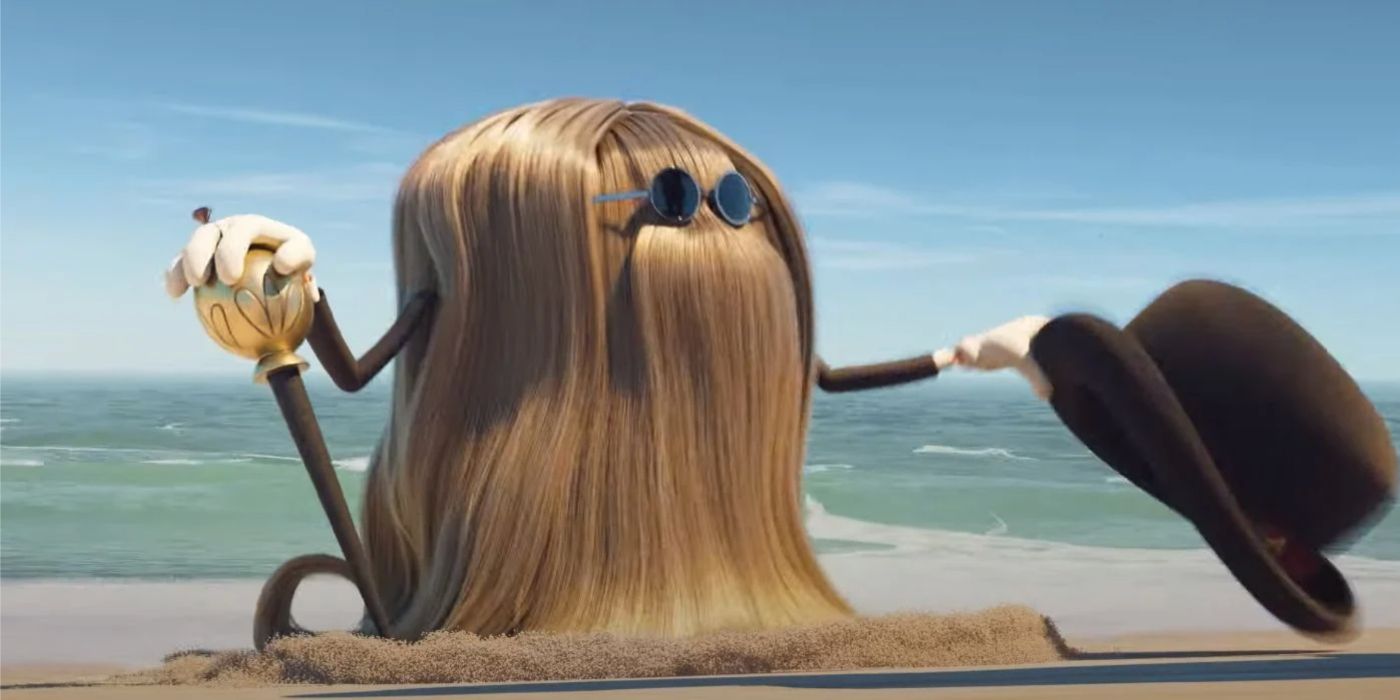 Cousin Itt parties on the beach in Addams Family 2