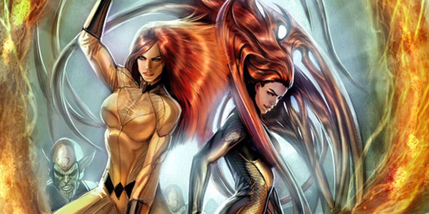 Crystal fighting with Medusa in Marvel Comics.