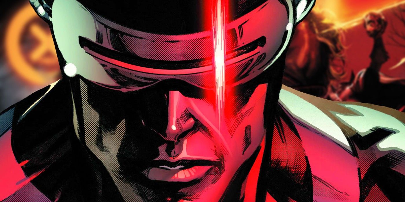 Close-up of Cyclops in the pages of Marvel Comics.