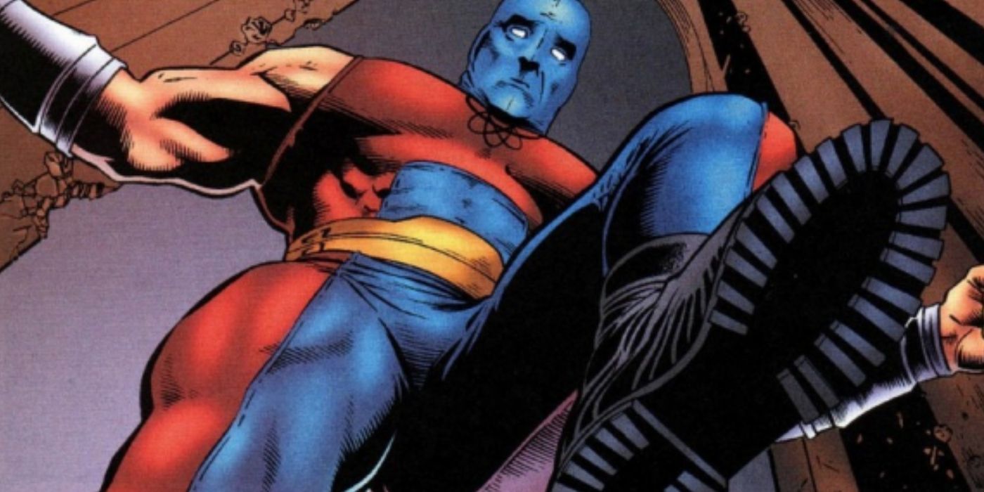 Giant Atom Smasher about to stomp someone in DC comics