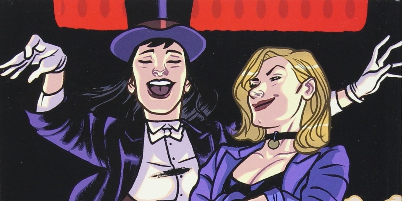 Zatanna and Black Cannary embracing in DC Comics