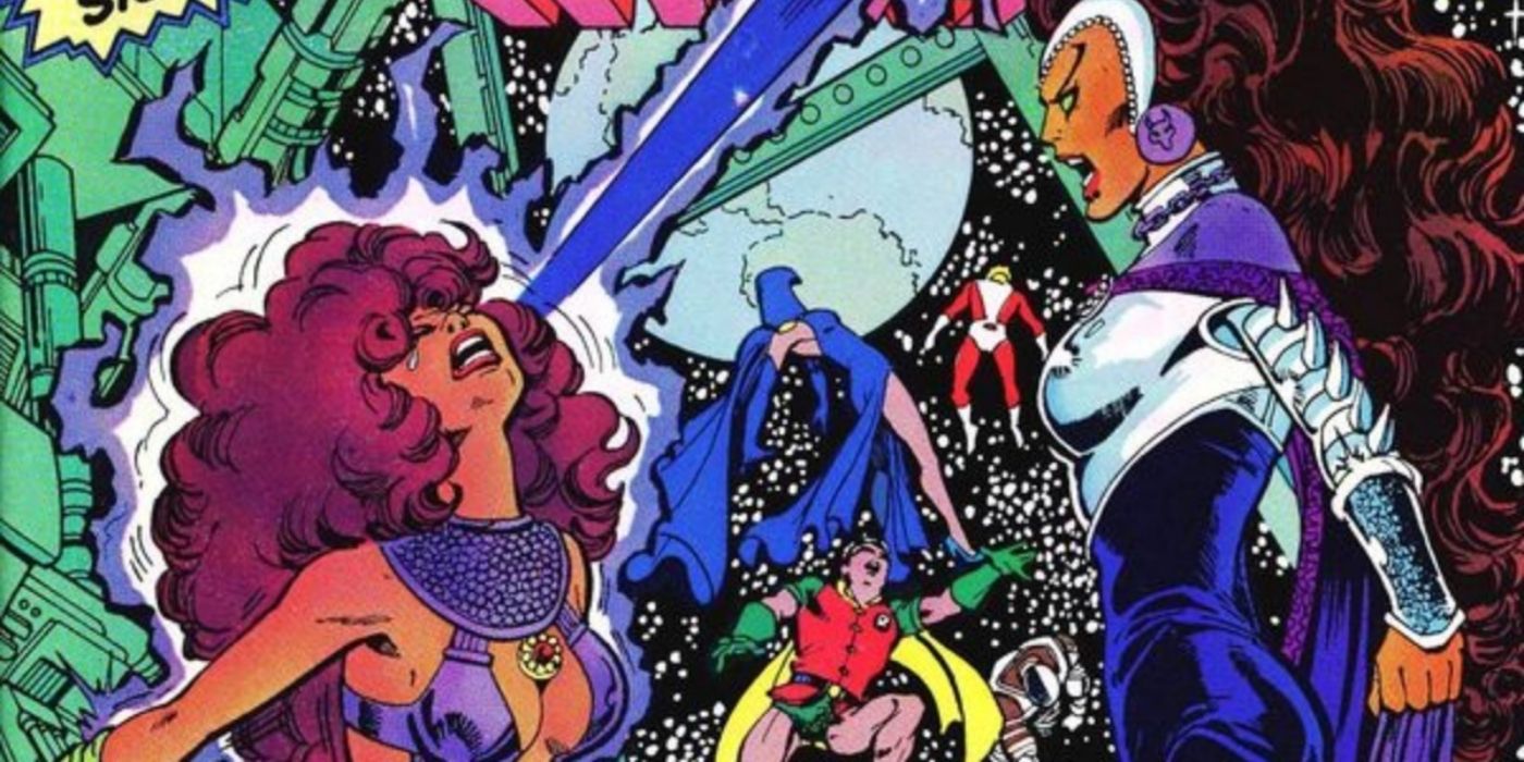 Blackfire attacks Starfire in the comics