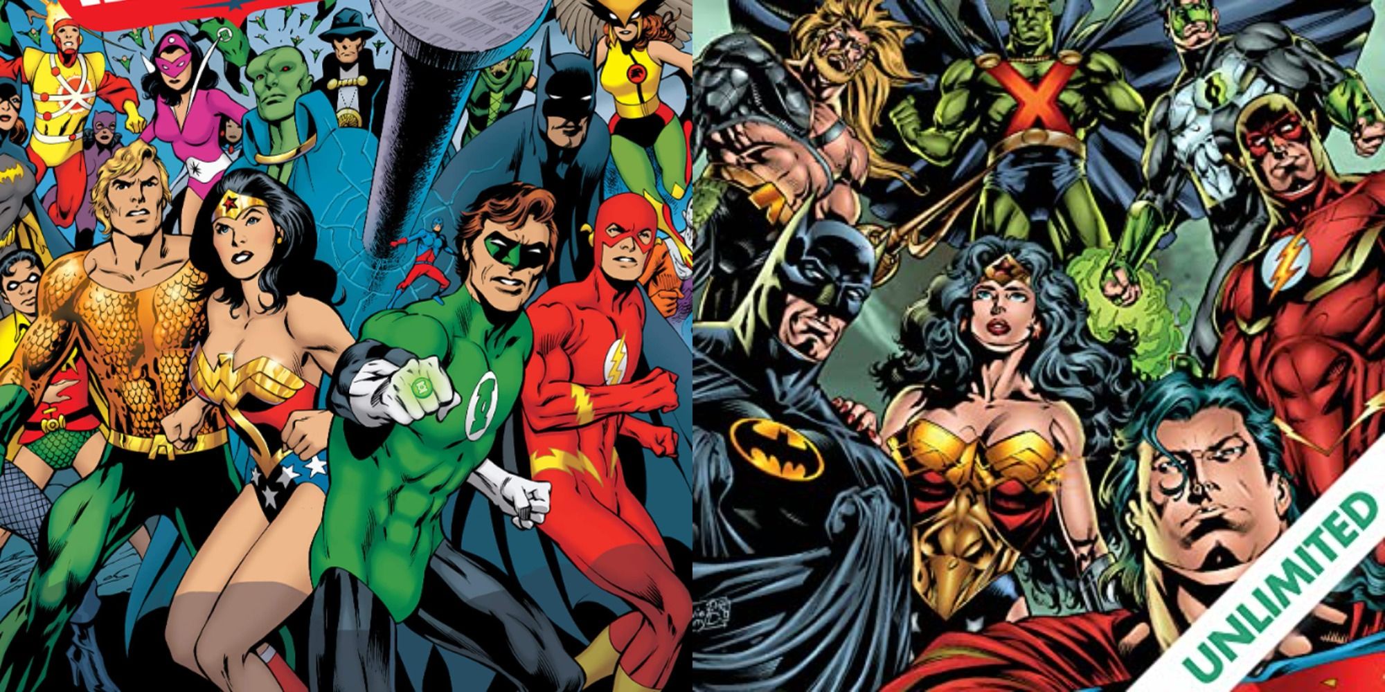 Split image showing the cover for Justice League America; The Nail, and Justice League #1