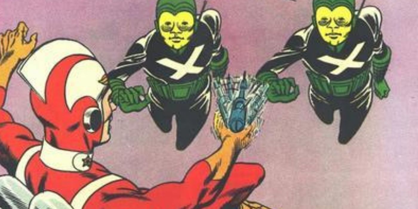 Two aliens approach Adam Strange on the cover of Mystery In Space #76