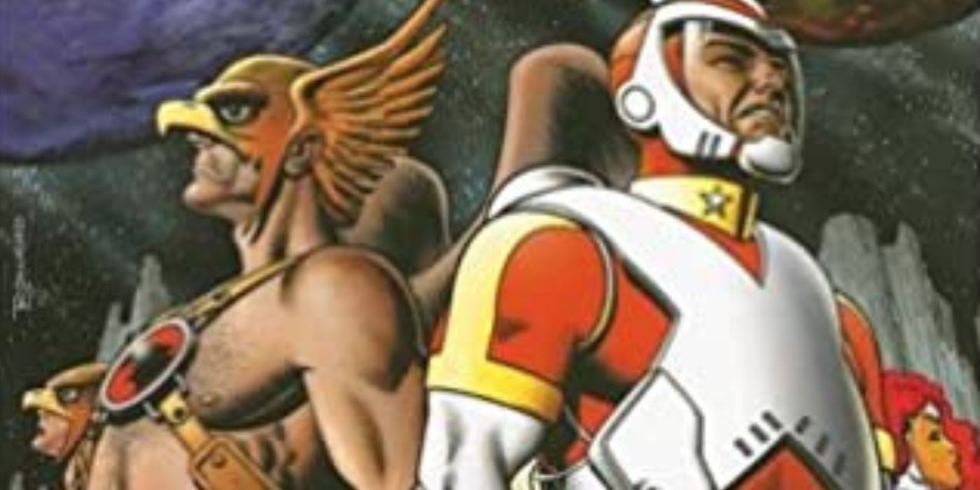 Hawkman and Adam Strange on the cover of The Rann-Thanagar War