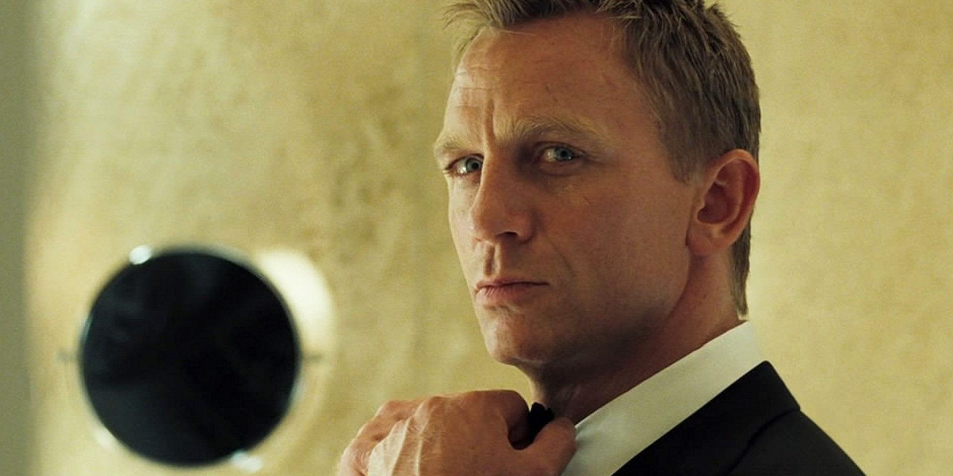 James Bond putting on a tuxedo in Casino Royale