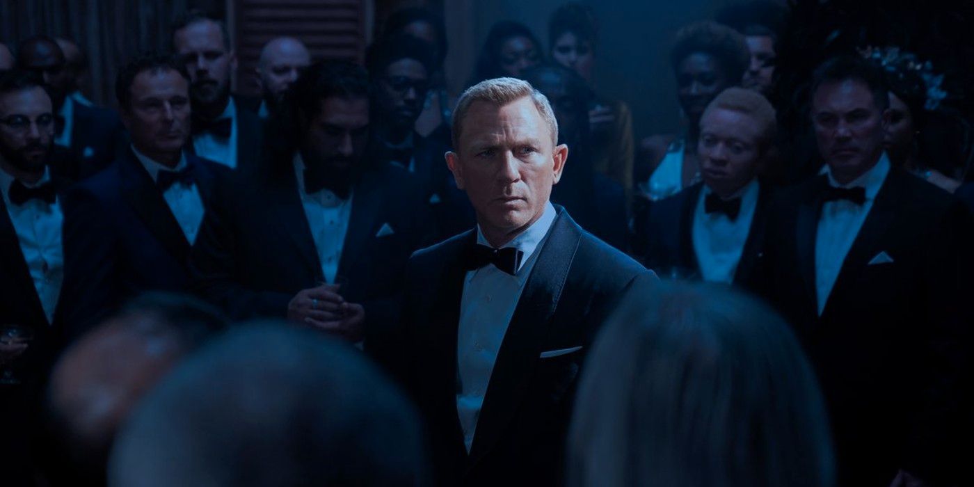James Bond as the center of attention at the Spectre party in No Time to Die