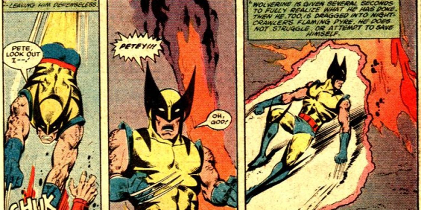 Dark Phoenix kills Wolverine by dragging him into fire in Marvel comics.