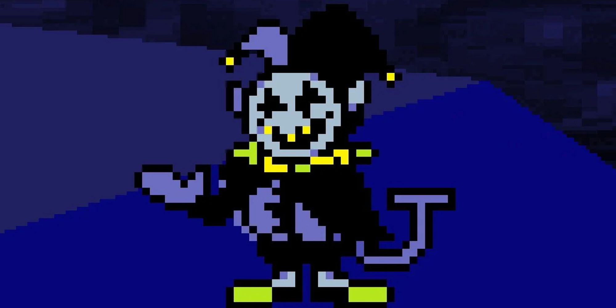 Image of Jevil the Clown, Chapter 1's secret boss, and an old acquaintance of the King